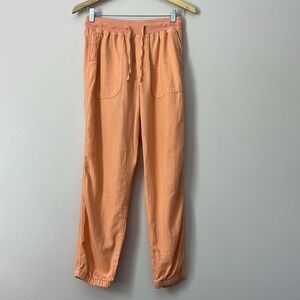 Gap Women’s Linen Blend Jogger Cargo Orange Coral Sz XS Summer Beach Relaxed